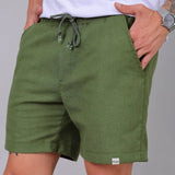 Shorts de lino verde para hombre