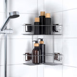 Doble Esquinero para Champú con Ventosa Cromada