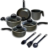 Juego de Sartenes 8 Piezas Antiadherente con Tapa de Vidrio