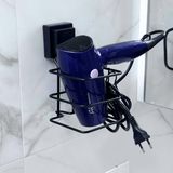 Soporte para Secador de Pelo con Fijación de Ventosa Negro