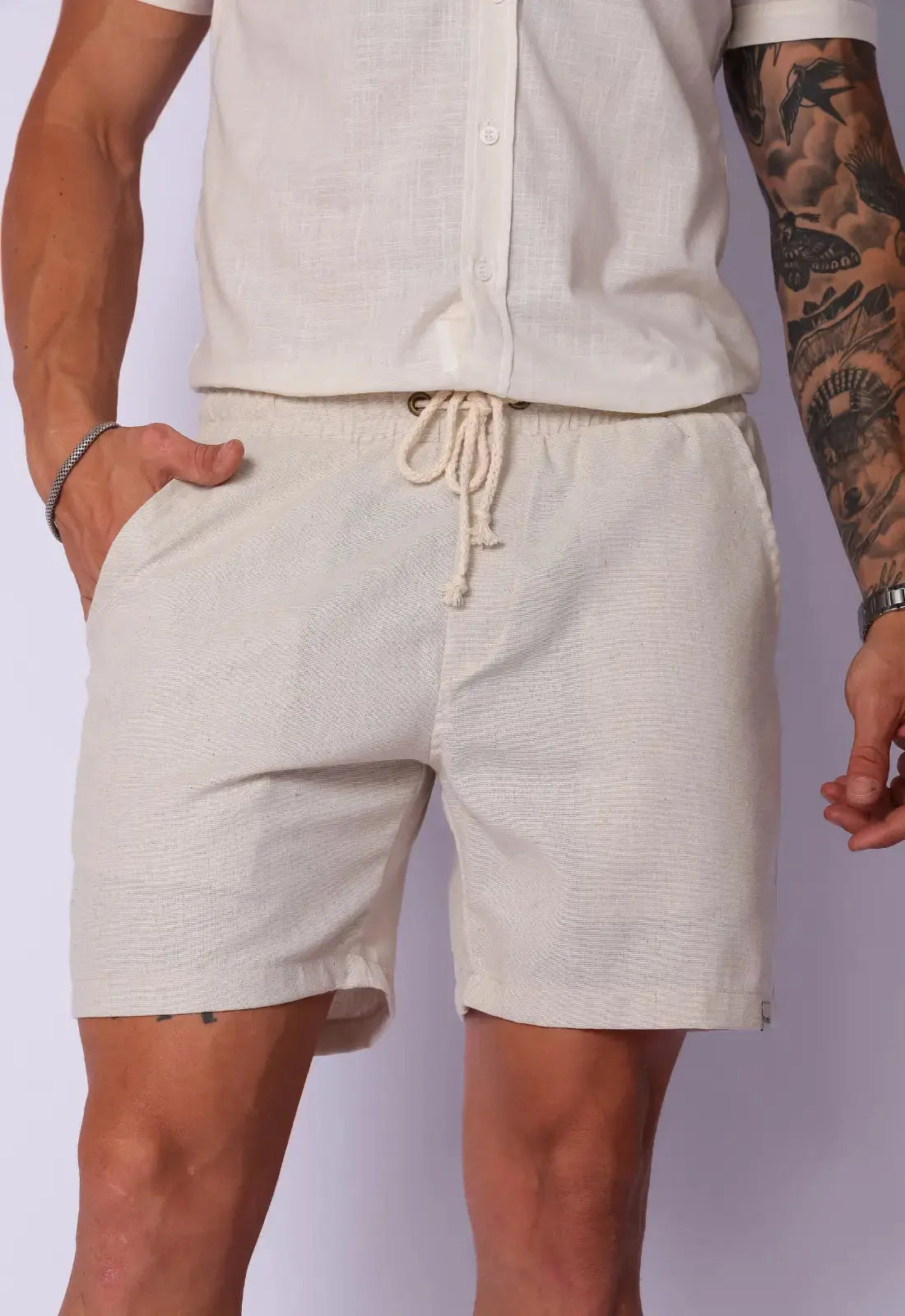 Bermudas de Lino Beige para Hombre
