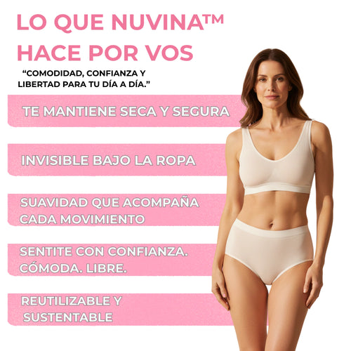 NUVINA™ | tu ropa interior antifugas, cómoda Y segura.
