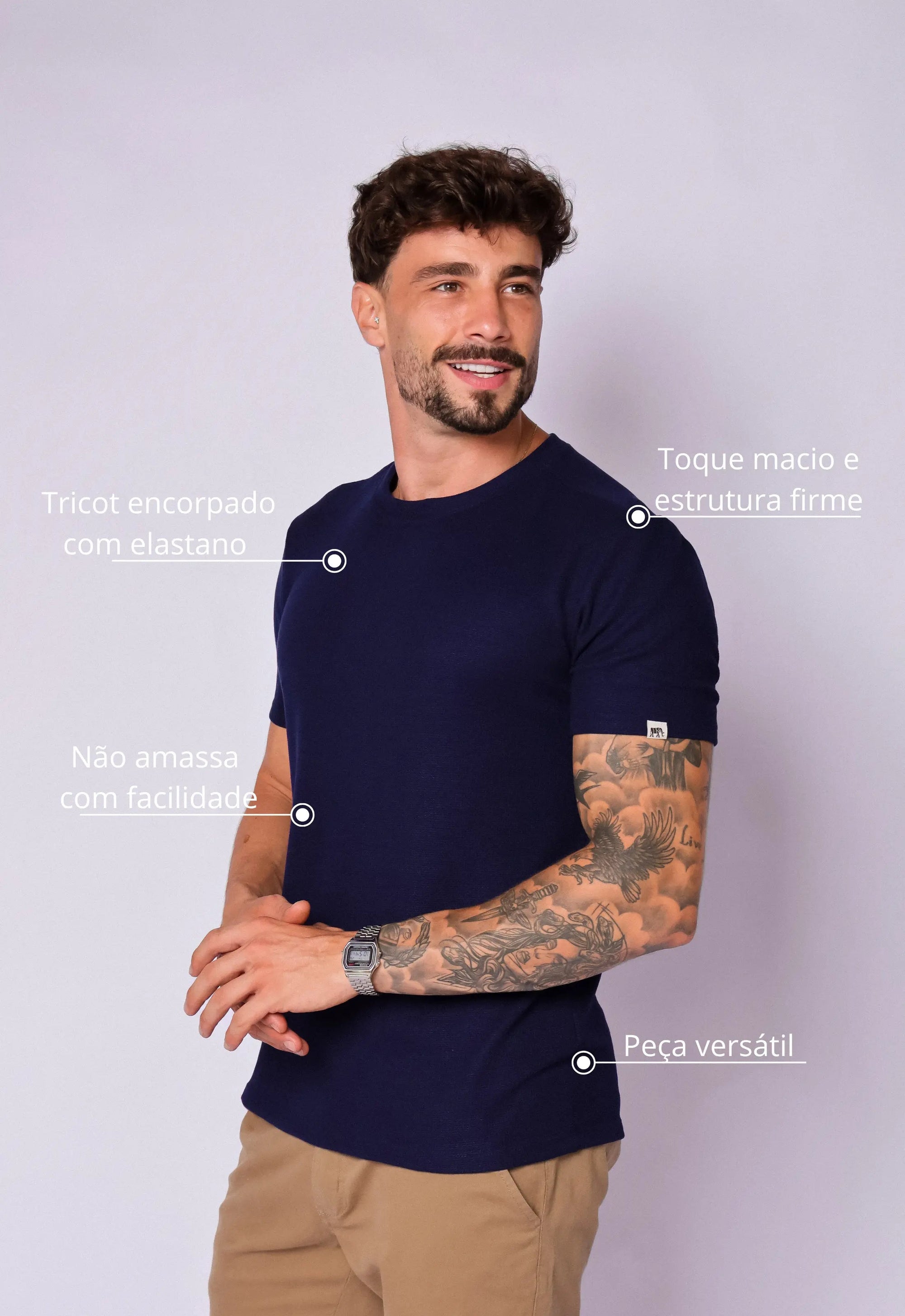 Camiseta de Hombre de Tricot Azul Marino