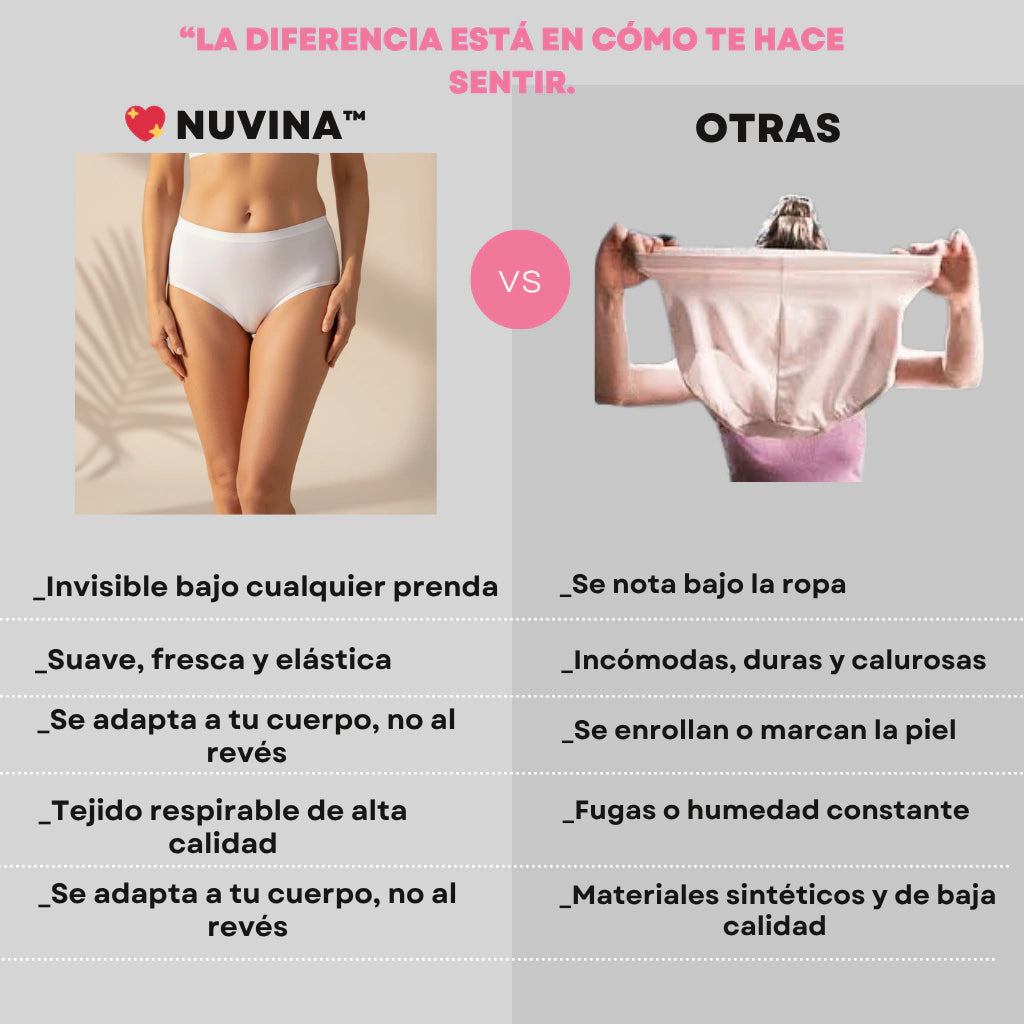 NUVINA™ | tu ropa interior antifugas, cómoda Y segura.