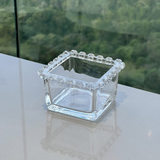 Tazón Cuadrado de Cristal Transparente Corazón Perla 8,5cm