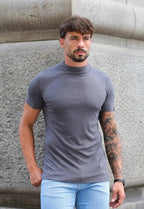 Camiseta Slim Cuello Medio Gris