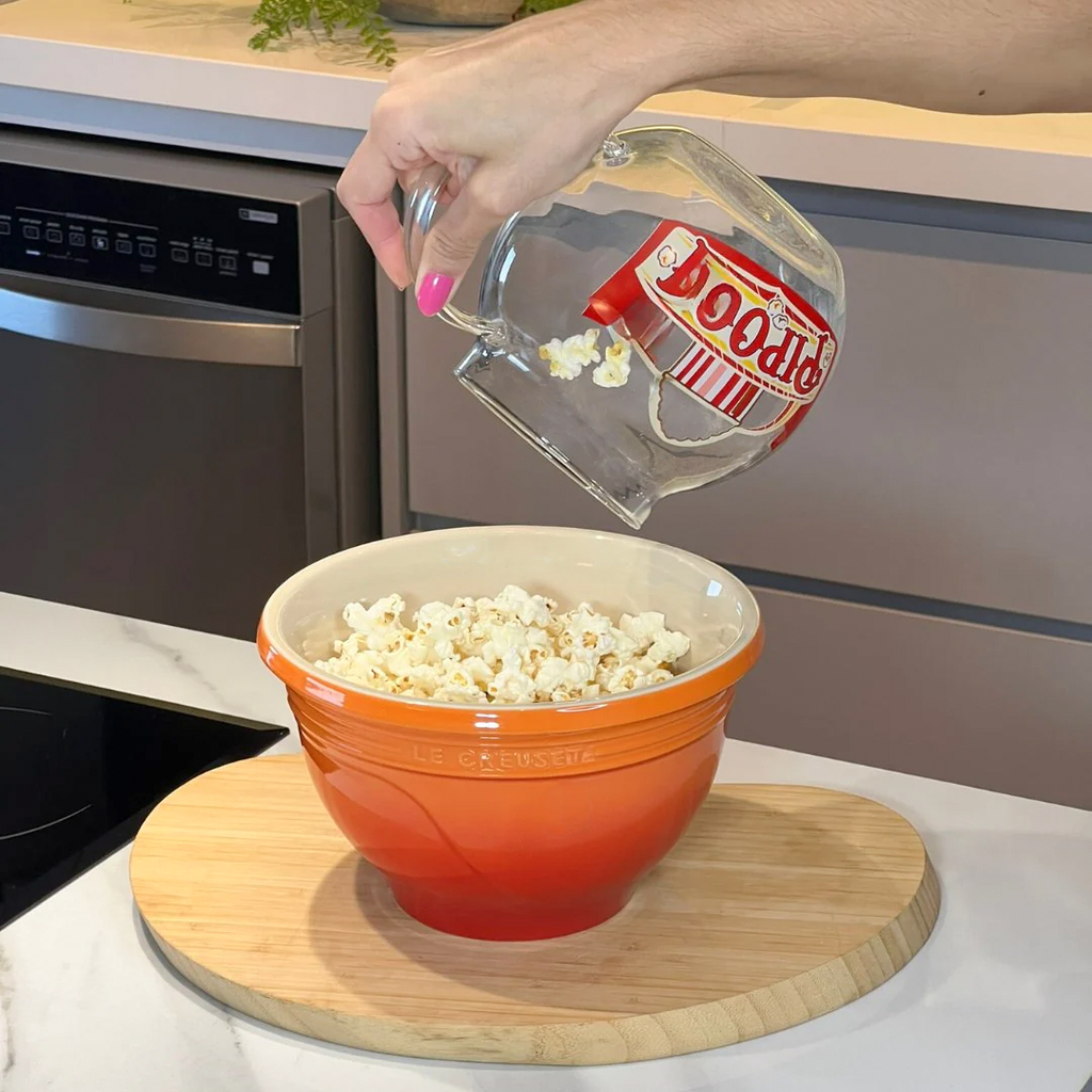 Pipoquera de microondas de vidrio con tapa roja 1,8 litros
