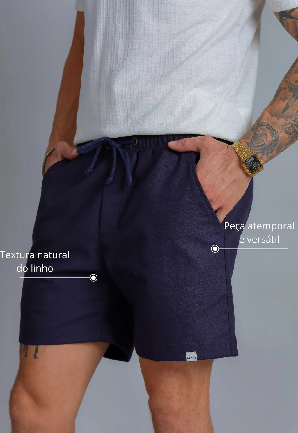 Shorts de lino para hombre en color marino