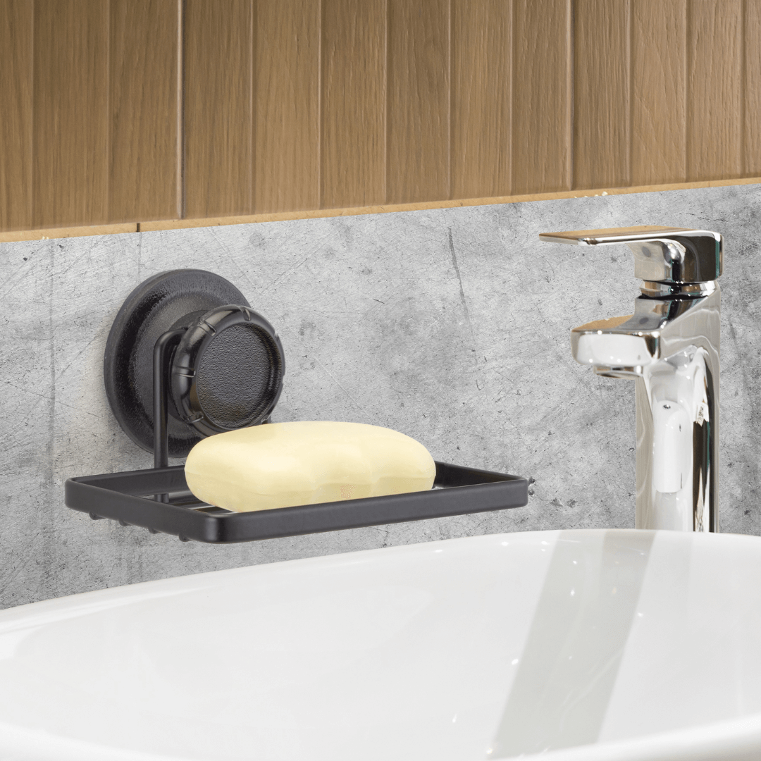 Jabonera de Pared con Fijación de Succión Negra