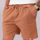 Shorts de lino color terracota para hombre