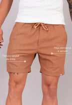 Shorts de lino color terracota para hombre