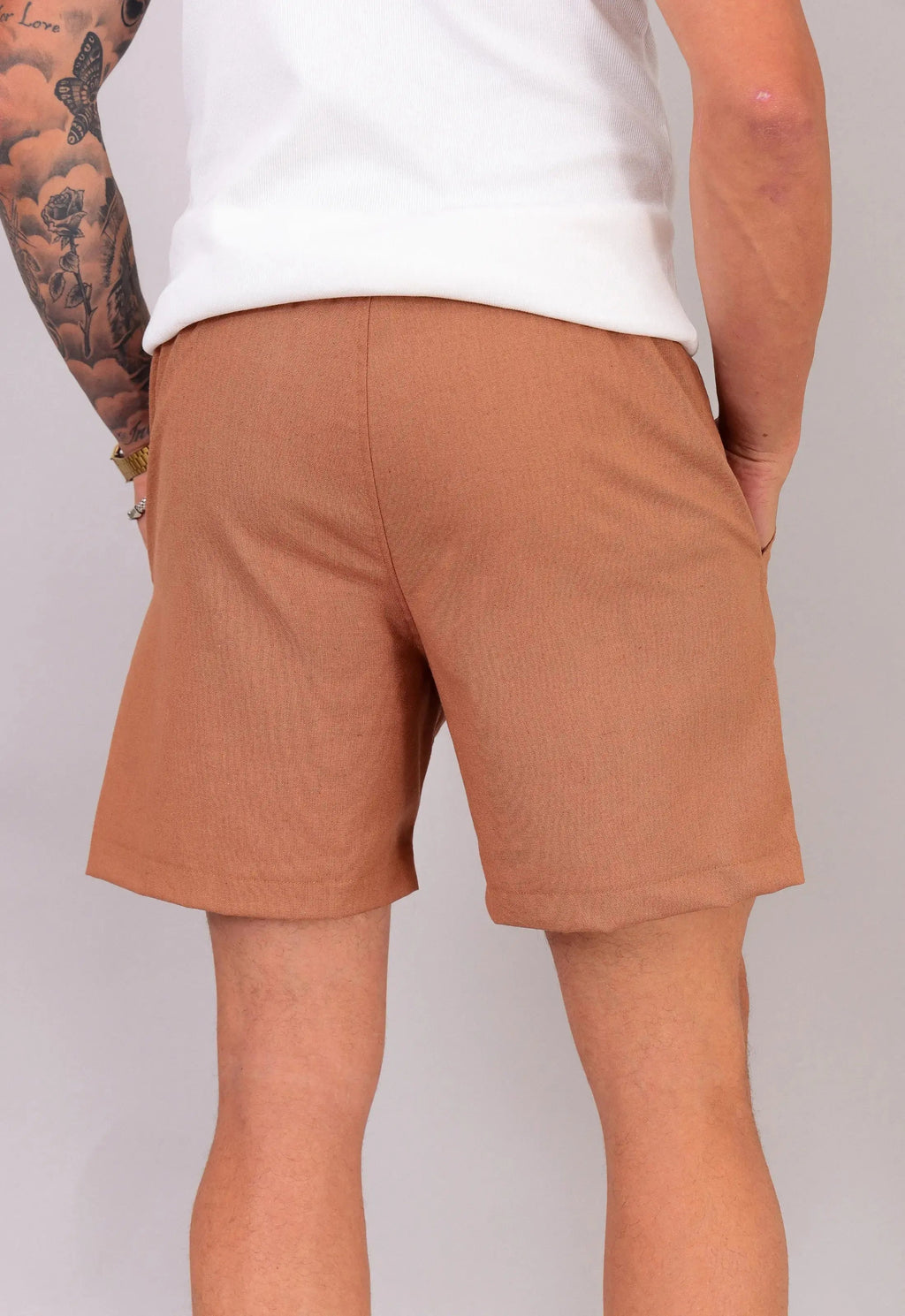 Shorts de lino color terracota para hombre
