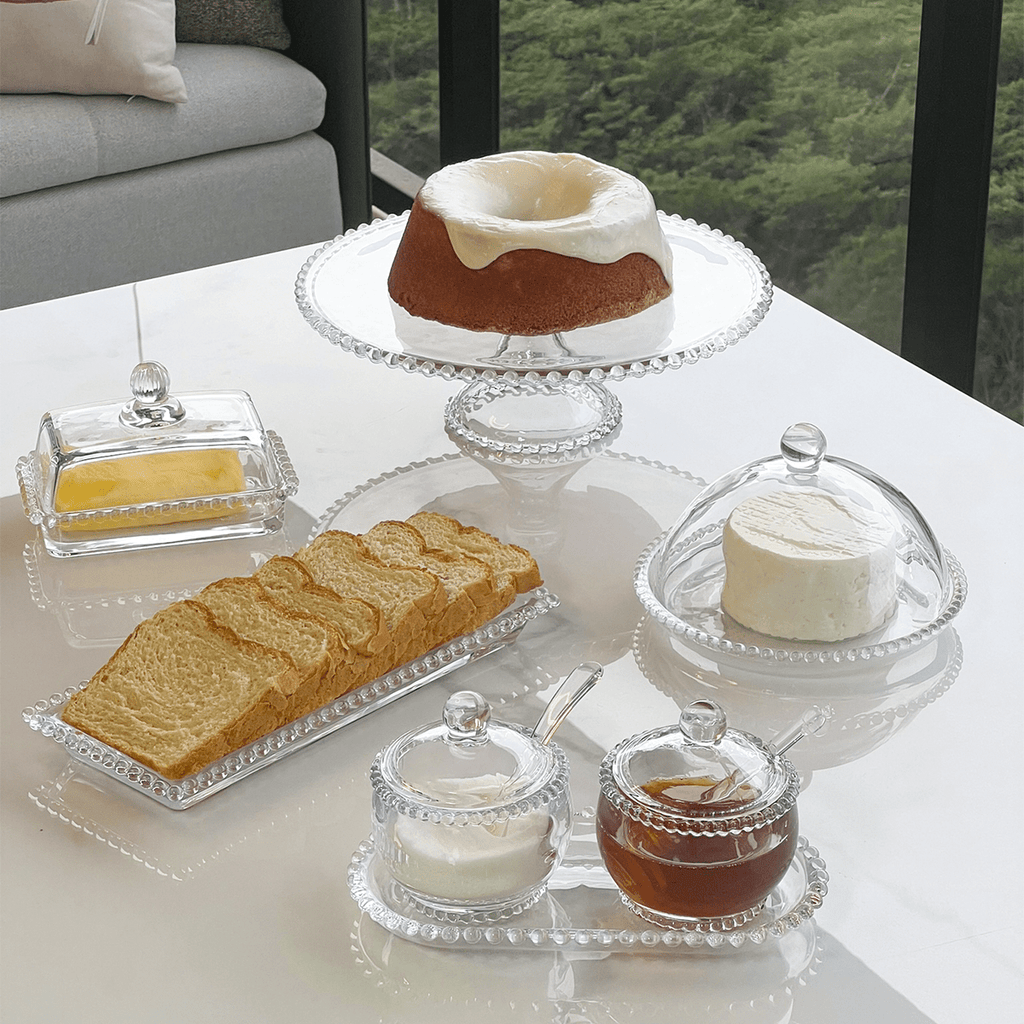 Queijeira de Cristal Pearl Bolinha - 20 cm