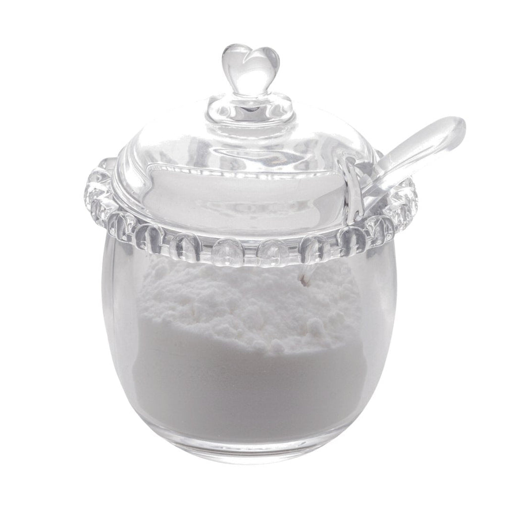 Azucarera de Cristal de Plomo con Cuchara y Detalles en Forma de Corazón