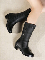 Bota Femenina de Cuero Acolchado Invierno Carol