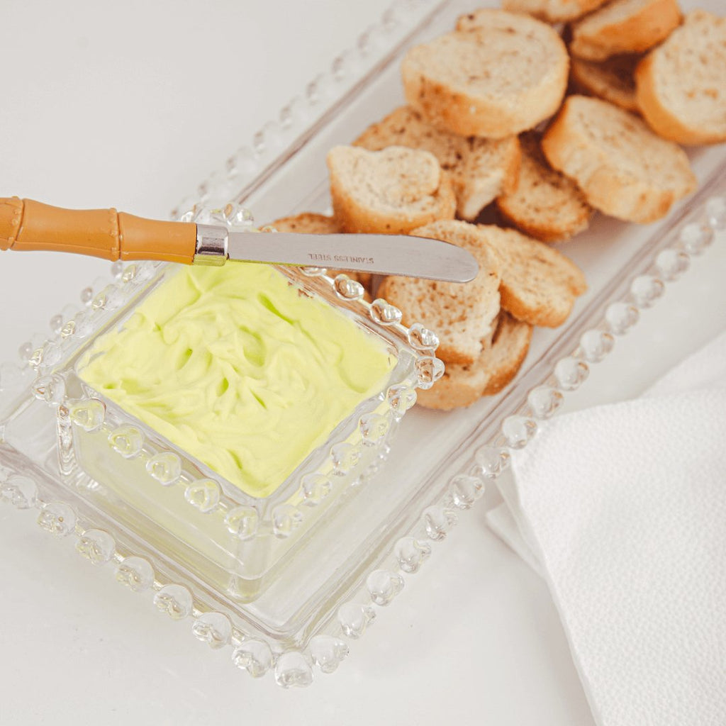 Tazón Cuadrado de Cristal Transparente Corazón Perla 8,5cm