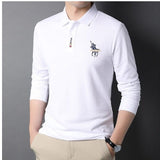 Herren Langarm Polohemd Bestickt Original Koreanisch MännerRaum - (Erhalte die Minimalistische Uhr als Geschenk!)