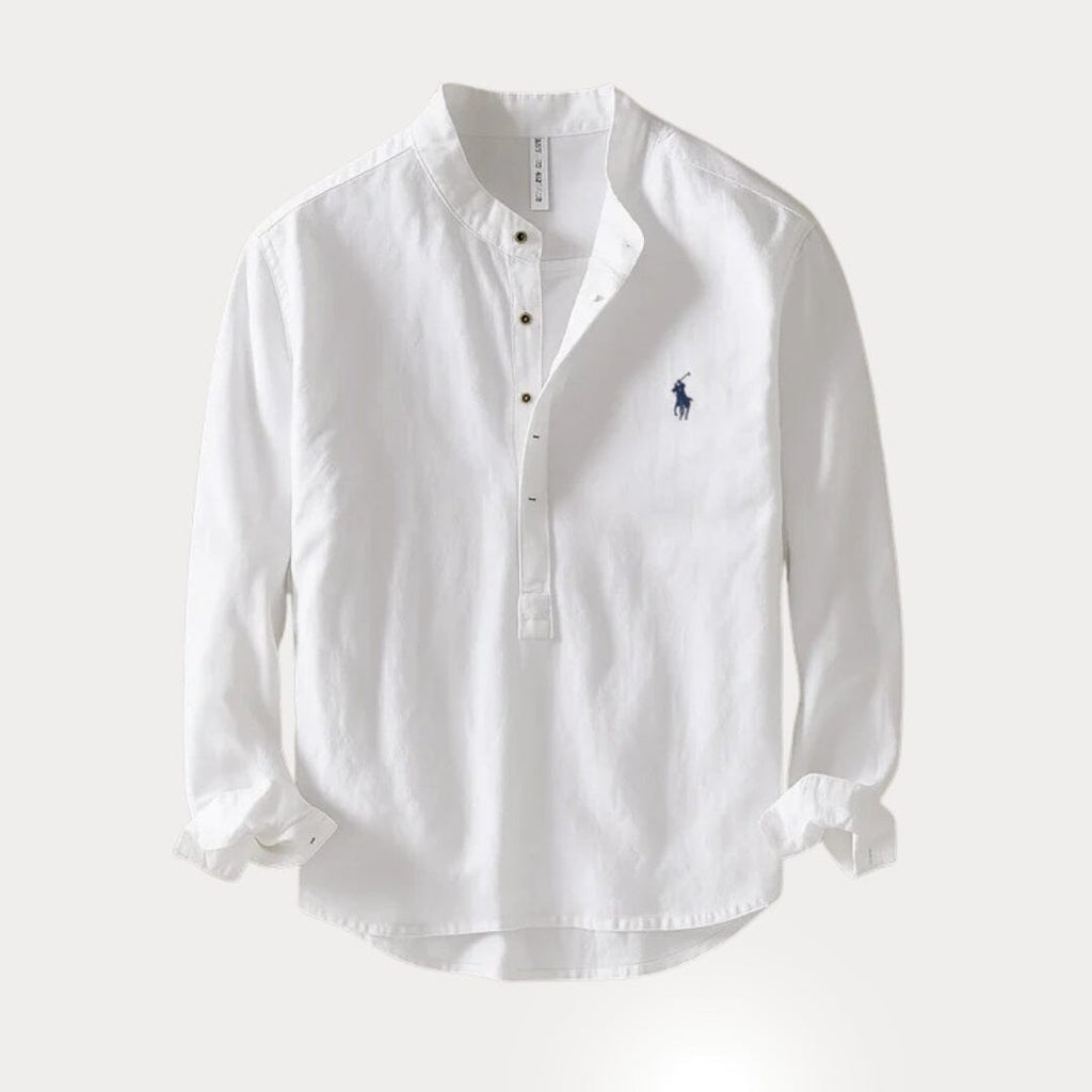 Camisa Masculina RL™ Cuello Padre – Lino con Algodón