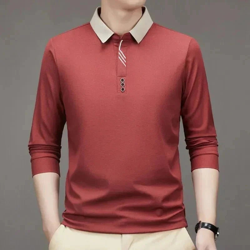 Camisa Polo Masculina John Karlo Minimalista Manga Larga + Regalo Reloj Deyros Lujo