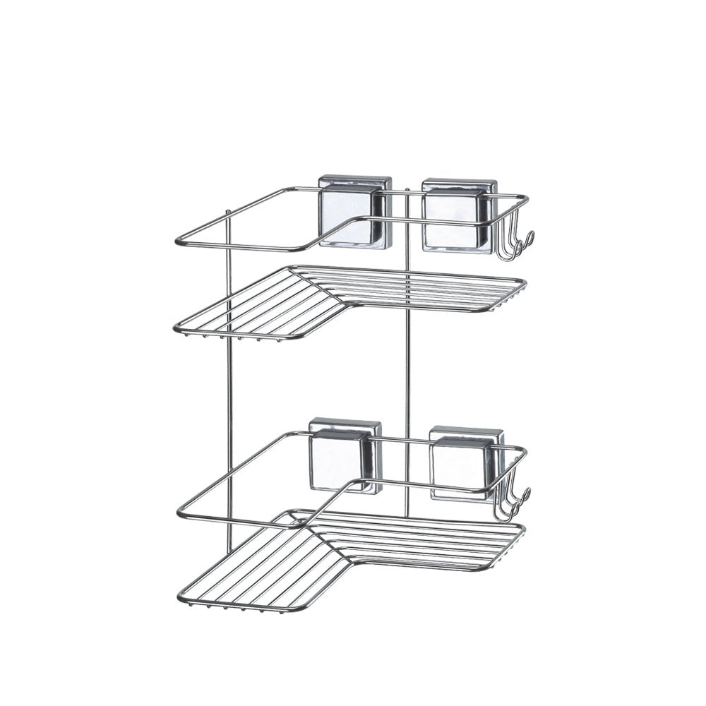 Doble Esquinero para Champú con Ventosa Cromada