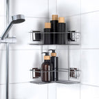 Doble Esquinero para Champú con Ventosa Cromada