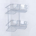 Doble Esquinero para Champú con Ventosa Cromada