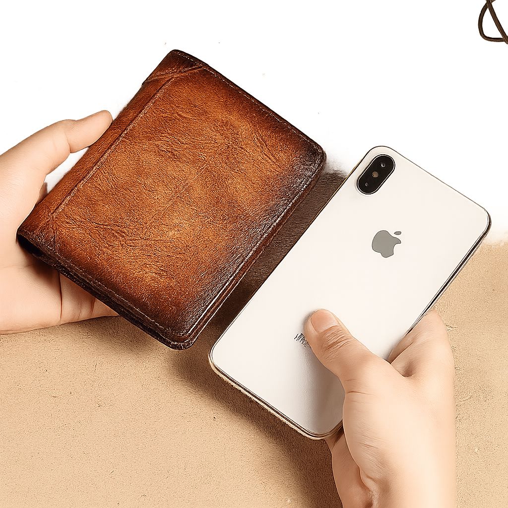 Cartera de Cuero ManBang™ con Protección RFID Antirrobo Masculina