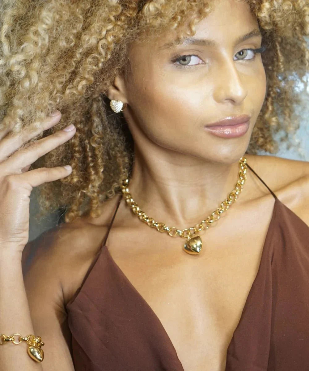 Conjunto Collar y Pulsera Elo Portugués y Pendientes de Corazón