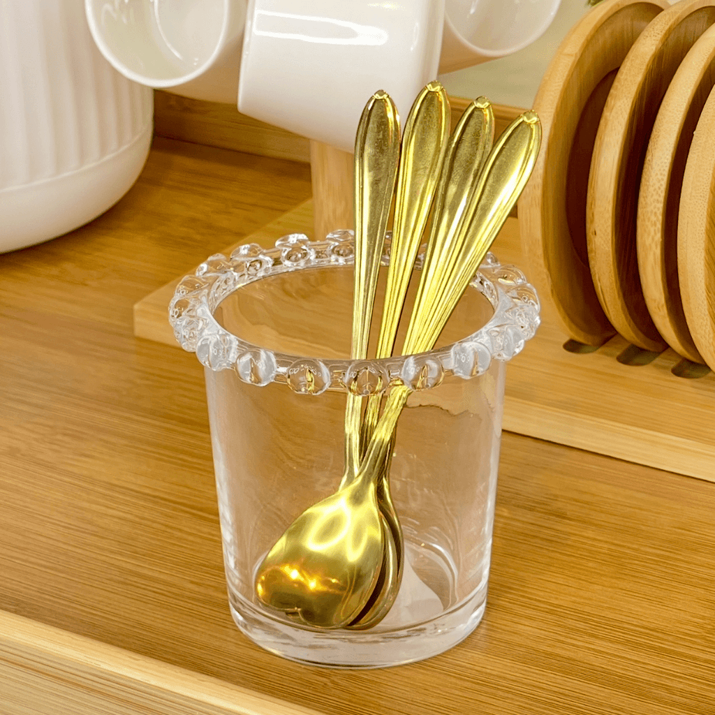 Vaso de Cristal de Plomo para Cubiertos con Detalles en Forma de Corazón