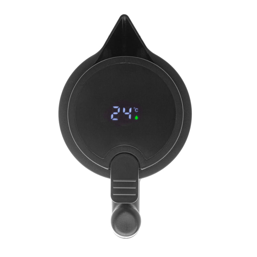 Botella térmica de plástico con termómetro negra 1 litro