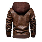 Chaqueta Masculina de Cuero 100% Legítimo con Capucha Removible