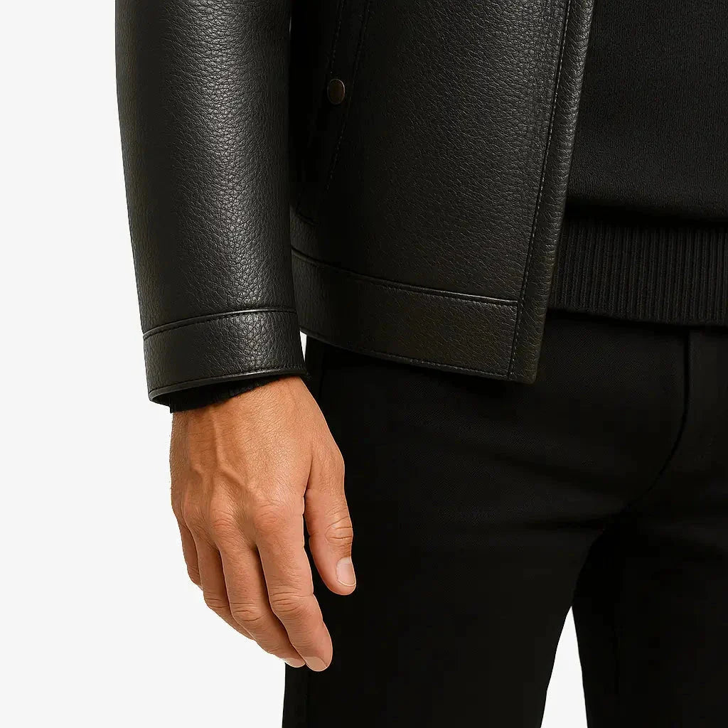 Chaqueta Masculina de Cuero con Forro de Cachemira