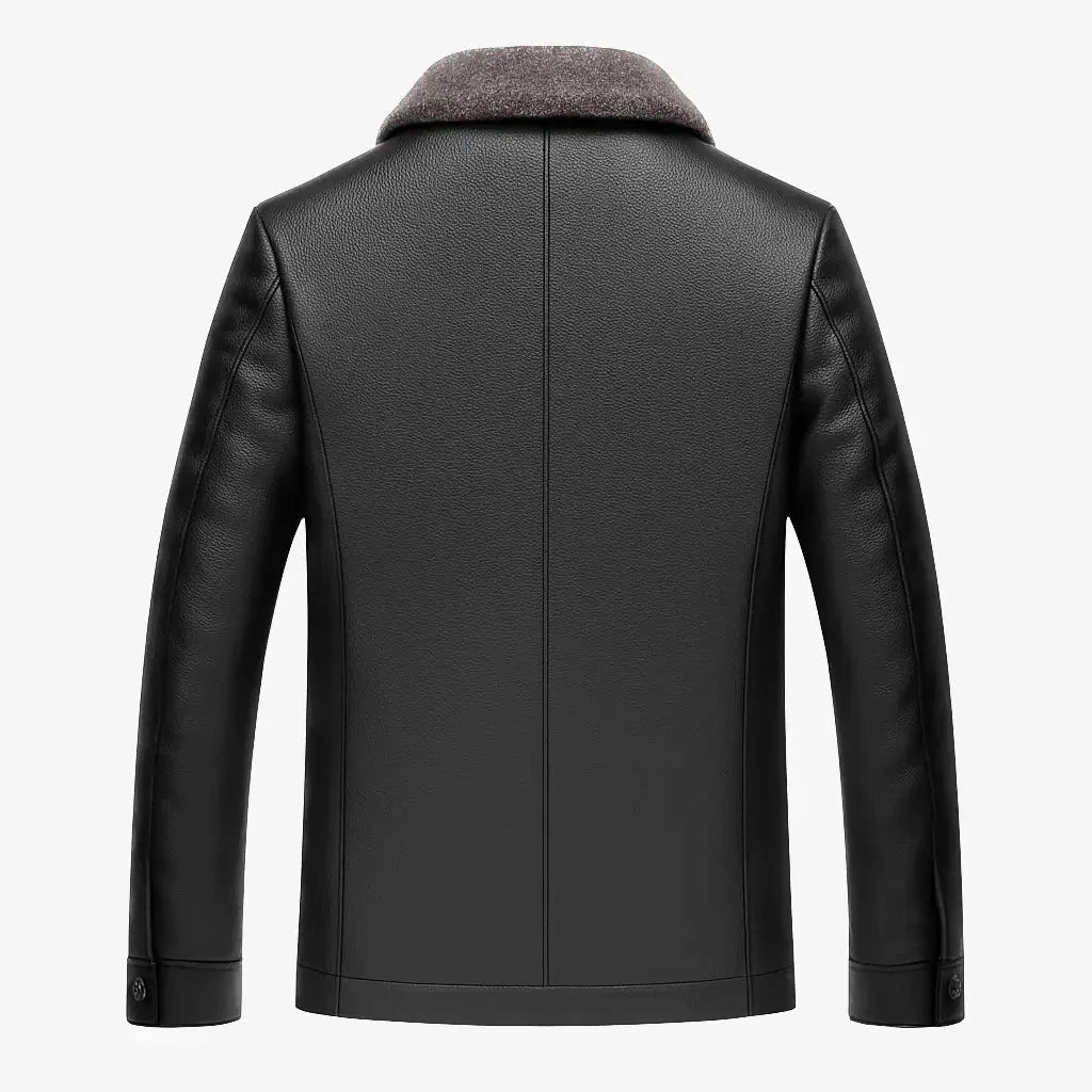 Chaqueta Masculina de Cuero con Forro de Cachemira