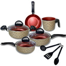 Juego de Sartenes 8 Piezas Antiadherente con Tapa de Vidrio
