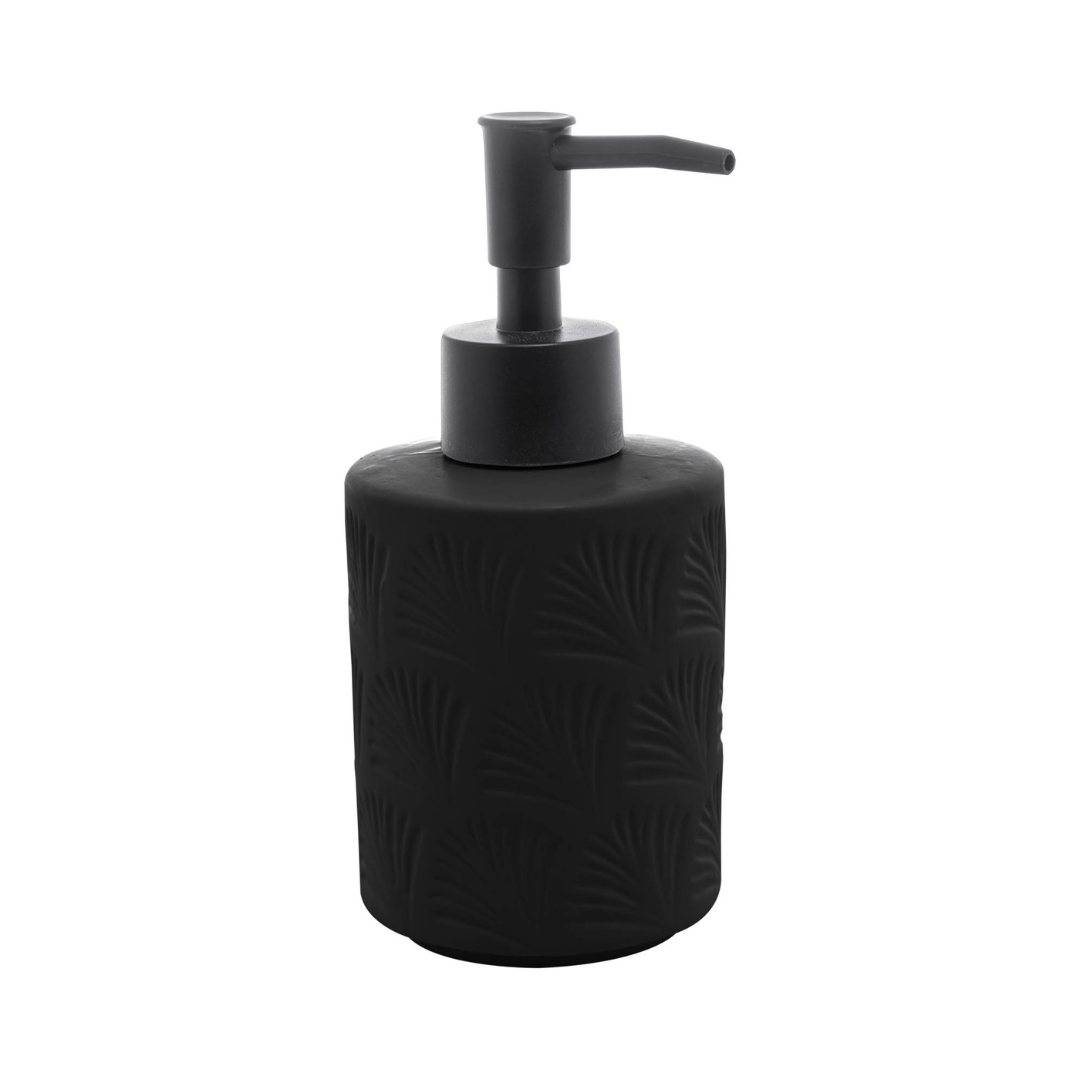 Set de Baño de Cerámica Negra con Diseño de Hojas, 2 Piezas