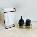 Set de Baño de Cerámica Negra con Diseño de Hojas, 2 Piezas