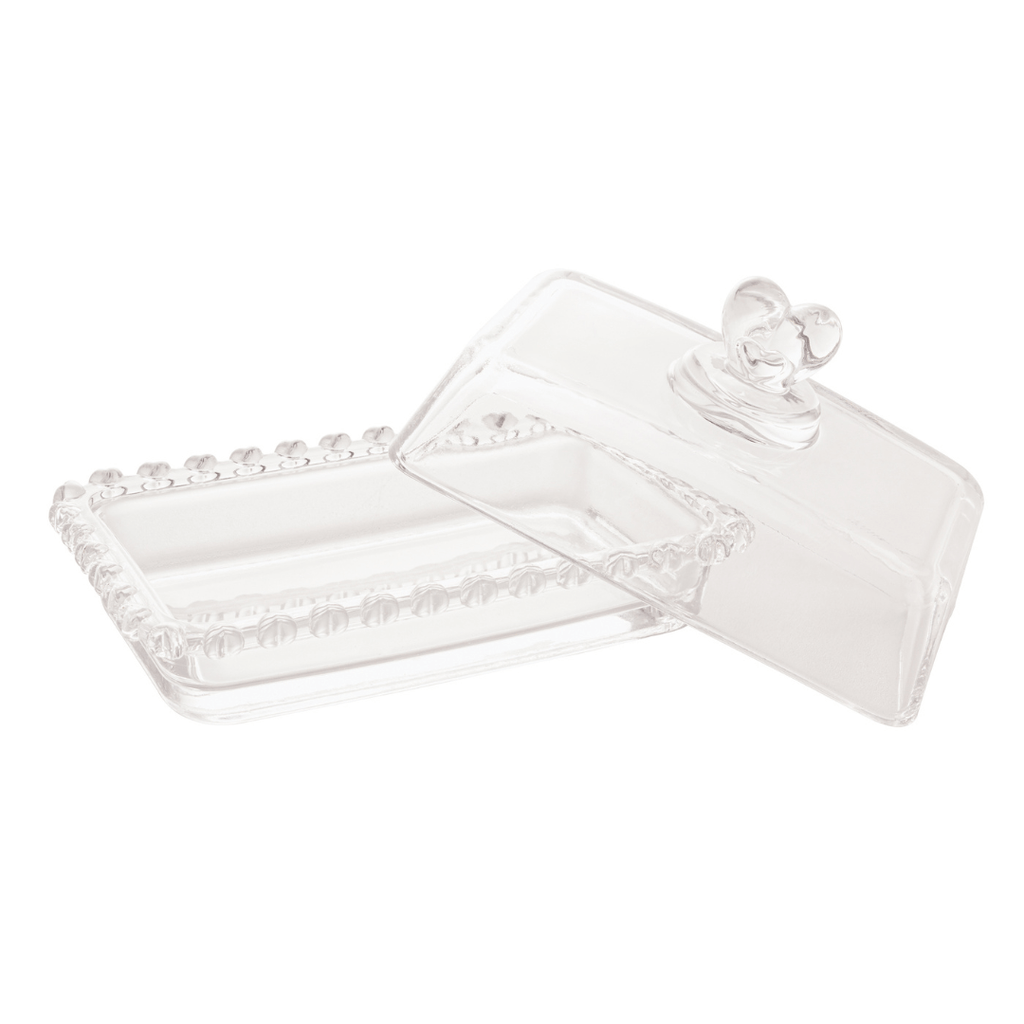 Mantequera de Cristal con Tapa en Forma de Corazón 17cm