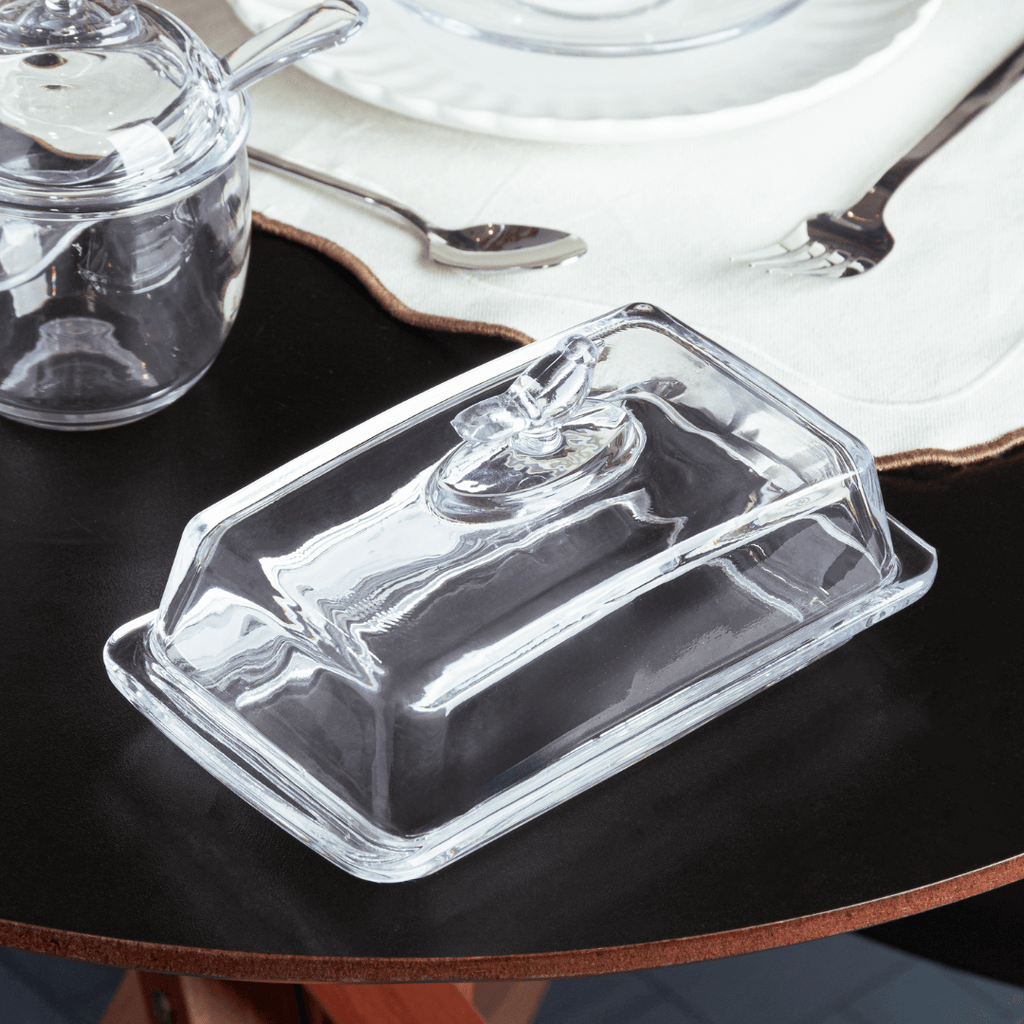 Mantequera Rectangular con Tapa de Cristal 18cm
