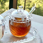 Tarro de Cristal de Plomo con Pinza y Detalles en Forma de Corazón