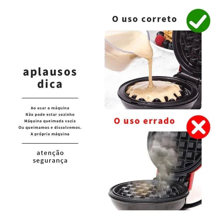 Mini Máquina de Waffles Eléctrica Portátil
