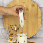 Mezclador Eléctrico Compacto para Bebidas de Acero Inoxidable y Plástico Blanco