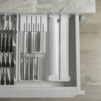 Organizador y Cortador de Rollos Doble Transparente Blanco