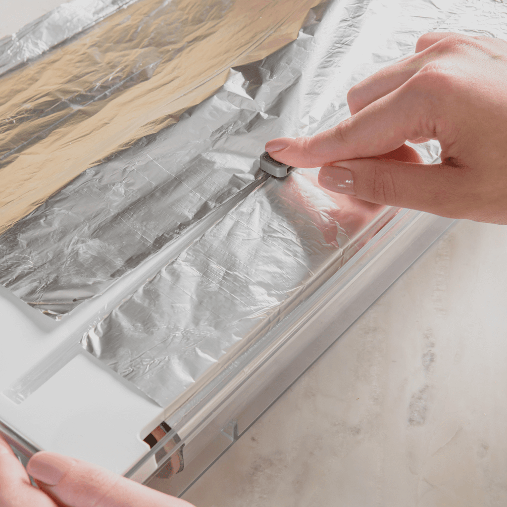 Organizador y Cortador de Rollos Doble Transparente Blanco