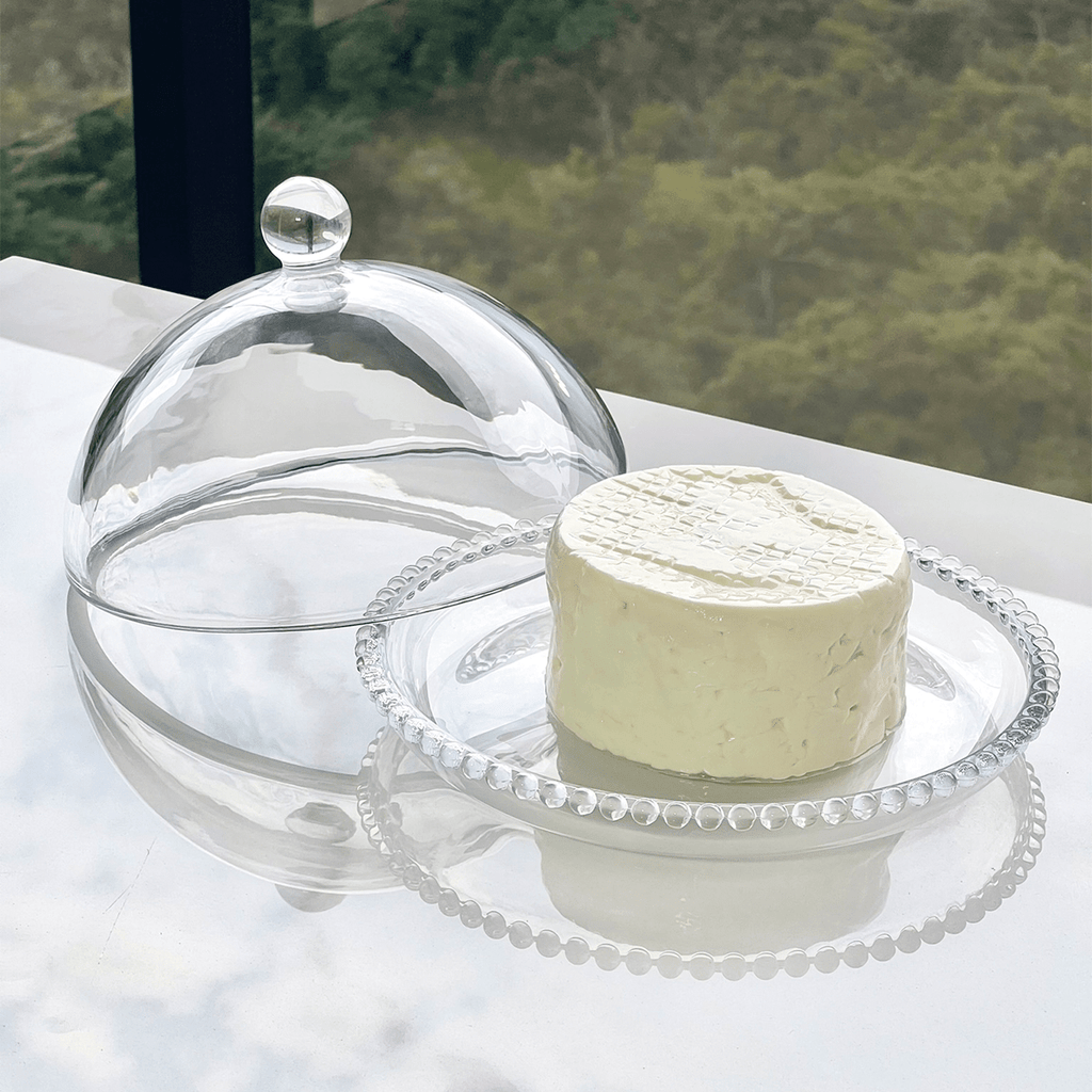 Queijeira de Cristal Pearl Bolinha - 20 cm