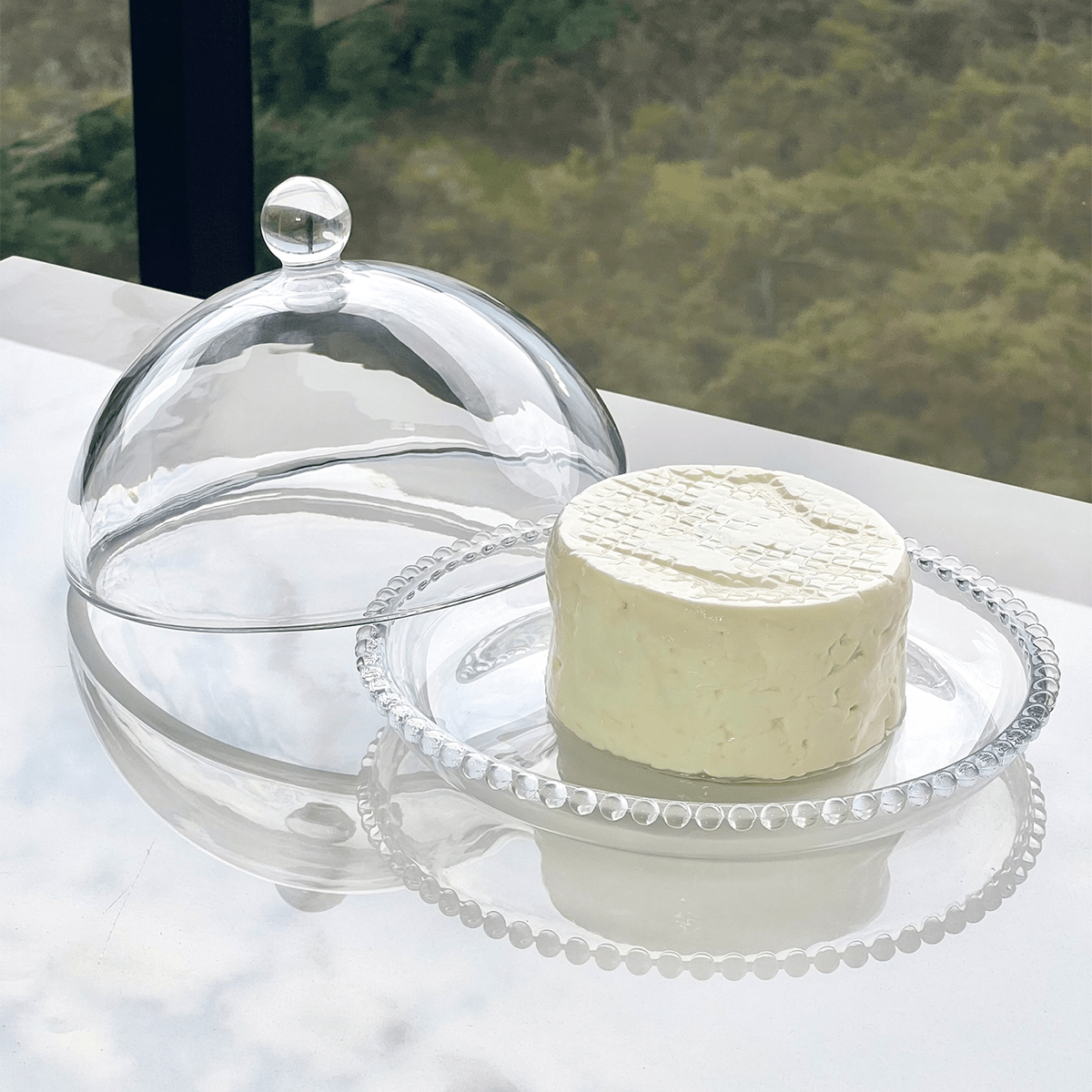 Queijeira de Cristal Pearl Bolinha - 20 cm