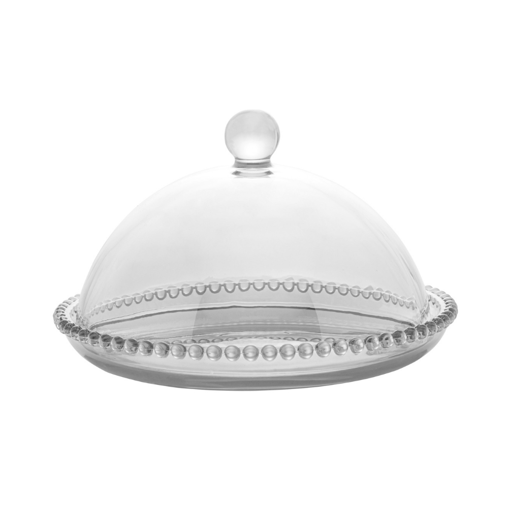 Queijeira de Cristal Pearl Bolinha - 20 cm