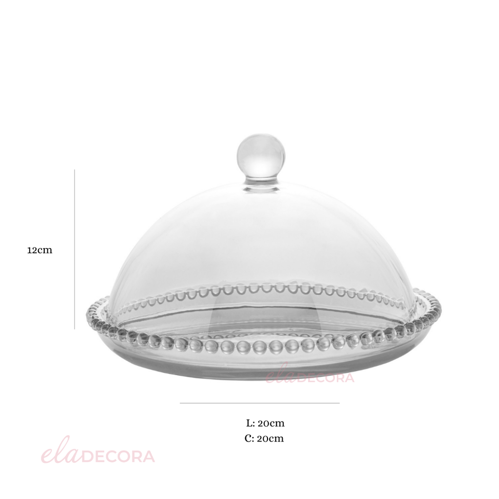 Queijeira de Cristal Pearl Bolinha - 20 cm