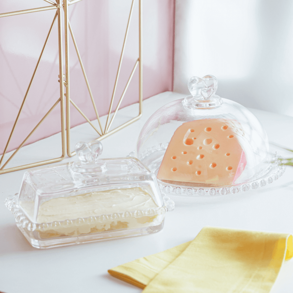 Quesera de Cristal de Plomo con Tapa en Forma de Corazón 19,5 cm