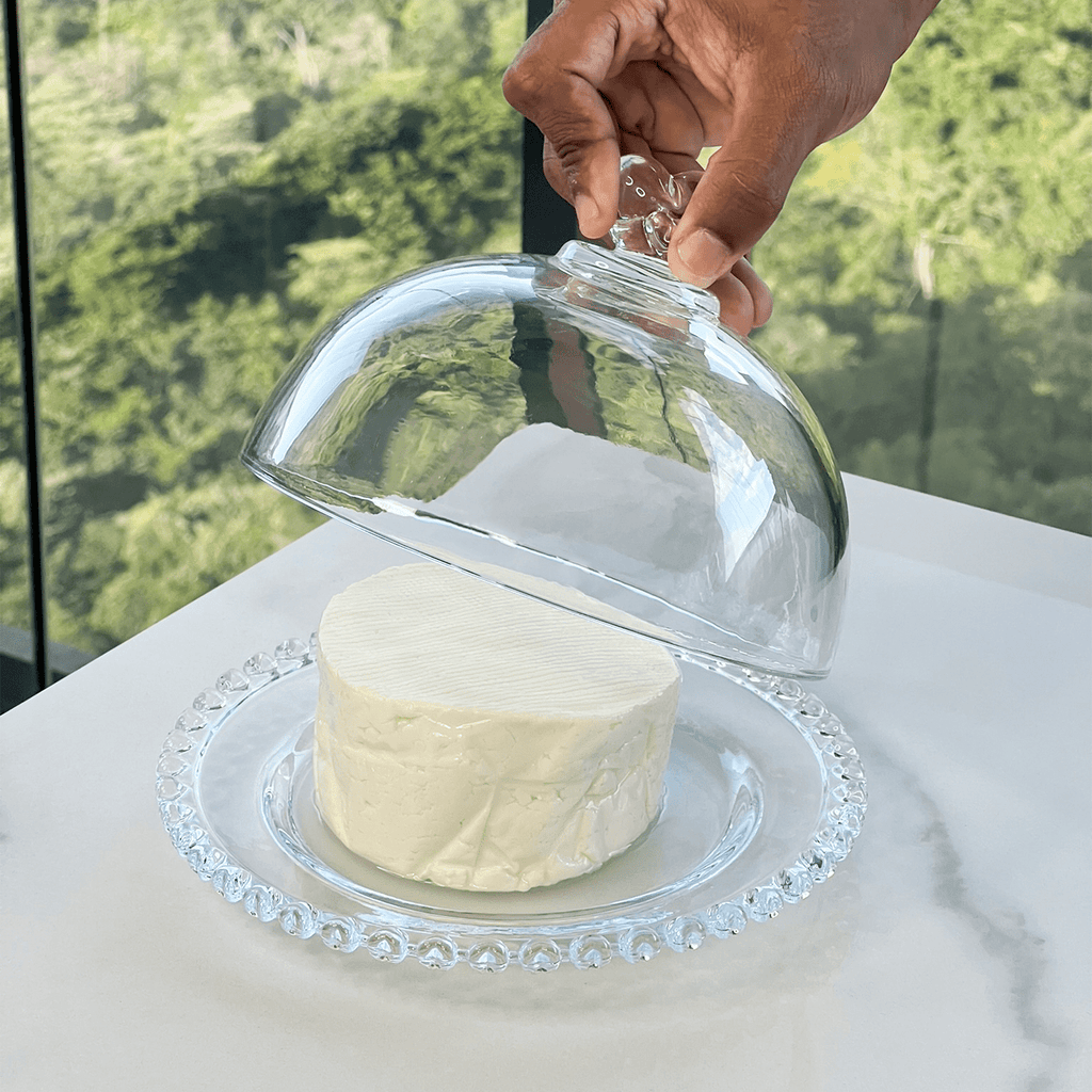 Quesera de Cristal de Plomo con Tapa en Forma de Corazón 19,5 cm