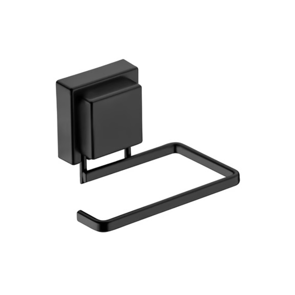 Soporte para Papel Higiénico con Ventosa Ultra-Adherente Negro Mate